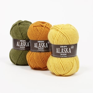 Drops Alaska yarn, wool, worsted aran weight wool yarn for knitting, chunky wool, soft pure wool yarn, natural yarn