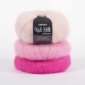 Mohair Silk Yarn Drops Kid-Silk, Kid Silk Yarn,  Lace Weigh Yarn, 25g 210m,  Luxury  Yarn for Knitting Crochet Scarves Shawls Sweaters Wraps