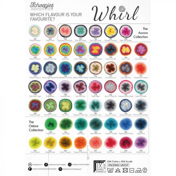 Sheepjes Whirl, fil coton acrylique, 215 g, 1000 m, fil dégradé à tricoter