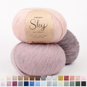 Drops Sky, fio de mistura de lã de alpaca e lã merino de peso DK para tricô