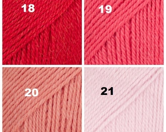 65% Wool 35% Alpaca Yarn, Drops Flora, 1 or Superfine, Fingering Weight, 4  ply, 1.8 oz 230 Yards per Ball (18 Red)
