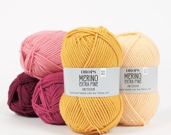 Drops Merino Extra Fine, DK weight merino wool yarn for knitting