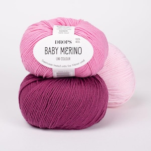 DROPS Baby Merino Yarn, Soft 100% Merino Wool, Fine Weight, 50g Skein 175 Yards – Perfect for Baby Clothes, Knitting, Crochet & DIY Projects