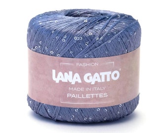 Sequin side Lana Gatto Yarn PAILLETTES, Sparkling Italy knitting yarn,  Tiny sequins for sparkle,25g/195m