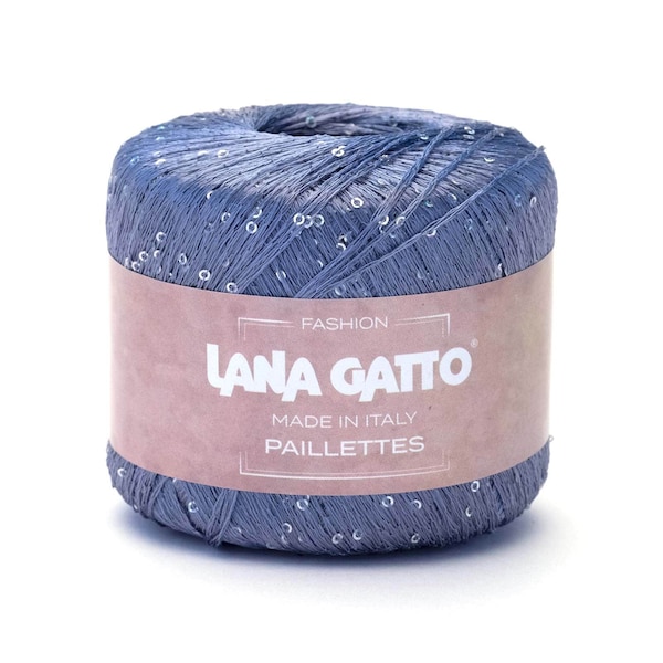 Sequin side Lana Gatto Yarn PAILLETTES, Sparkling Italy knitting yarn,  Tiny sequins for sparkle,25g/195m
