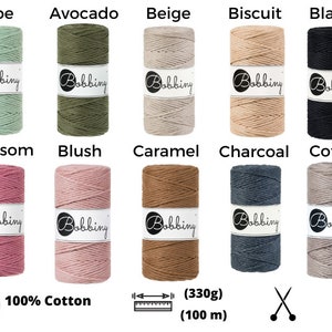 Bobbiny Marcame cords 3mm, cotton braided cord, 100m, 55 colours image 6