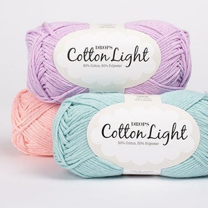 Cotton yarn, DROPS Cotton Light, Crochet yarn, worsted / DK weight cotton yarn, knitting yarn, Drops yarn, Crochet cotton yarn, Soft yarn