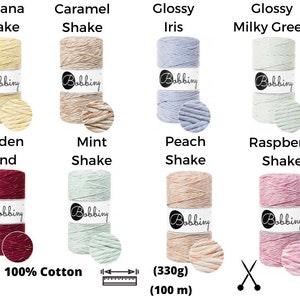 Bobbiny Marcame cords 3mm, cotton braided cord, 100m, 55 colours image 4