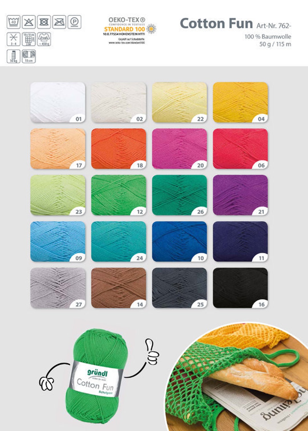 Cotton Yarn Crochet Yarn Grundl Cotton Fun 5ply Twisted Etsy