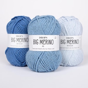Fio DROPS Big Merino – 100% lã merino macia, fio grosso para tricô e crochê, quente, superlavável, perfeito para suéteres e acessórios
