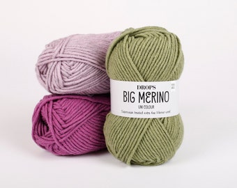 Fil de laine mérinos, Drops Big Merino, fil peigné, fil de poids aran, fil superwash, fil à tricoter, fil Drops, fil de laine 100, fil doux