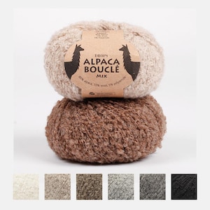 DROPS Alpaca Bouclé Yarn - Soft Lightweight Yarn - Aran Weight - 50g Skein 153 Yards - Fluffy Texture for Knitting, Crochet,  Cozy Projects