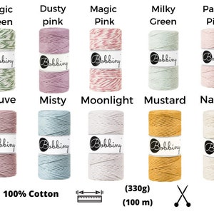Bobbiny Marcame cords 3mm, cotton braided cord, 100m, 55 colours image 3