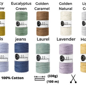 Bobbiny Marcame cords 3mm, cotton braided cord, 100m, 55 colours image 7