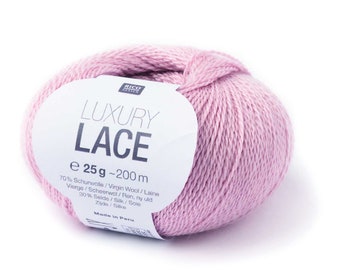 Rico Design Luxury Lace yarn, Merino virgin wool and Silk blend, lace weight yarn, 25 g ball