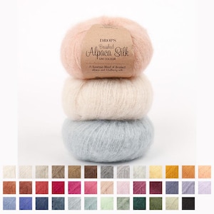 Alpaca yarn | Knitting yarn | Drops yarn | Drops Brushed Alpaca Silk | Fluffy yarn | worsted yarn | aran weight yarn | superfine alpaca yarn