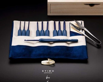 Exklusives Häkelset, Tulip Etimo Blue Häkelnadel und Zubehör Set, Etimo Kissengriff Häkelnadeln, Geschenk für eine Häkelin