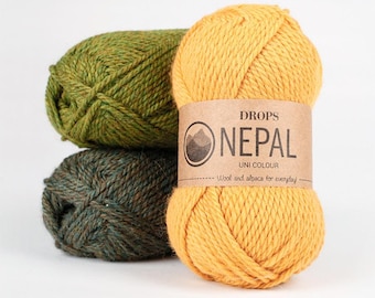 Knitting yarn DROPS Nepal, alpaca yarn, drops yarn, Wool yarn, Aran yarn, Worsted yarn, Soft chunky yarn, Warm yarn, winter  sweaters yarn