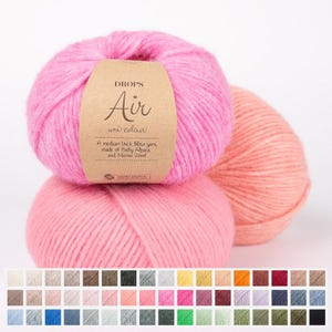 DROPS Air Yarn – Worsted/Aran Weight Alpaca Merino  Blend | Soft, Fluffy & Lightweight for Knitting, Crochet, and Warm Winter Projects