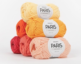 Fil à tricoter DROPS PARIS, fil 100 % coton, fil de coton au crochet, fil d'aran, fil peignée, fil d'été, fil doux, fil naturel