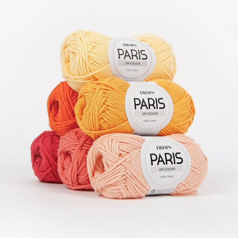 Fil à tricoter DROPS PARIS, fil 100 % coton, fil de coton au crochet, fil d'aran, fil peignée, fil d'été, fil doux, fil naturel image 1