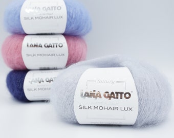 Hilo Mohair, Kid mohair, Lana Gatto Silk Mohair Lux, Hilo de encaje, Hilo de lurex de seda Mohair, Hilo de punto, Hilo para tejer, Super kid mohair