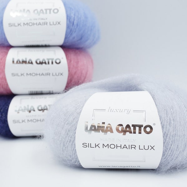 Lana Gatto Silk Mohair Lux, Lace Garn, Mohair Seide Lurexgarn, Strickgarn, Garn zum Stricken, Super Kid Mohair