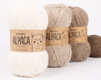Alpaca yarn, Sock yarn, Knitting wool, Natural fiber yarn, Alpaca wool yarn, Alpaca fiber, DROPS ALPACA, Sport weight yarn, Superfine alpaca