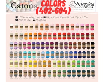 Scheepjes Catona 100% Cotton Yarn / Knitting Crochet Yarn /Amigurumi toys Baby clothes blankets Yarn, Scheepjes 50 g Catona / colors 402-604