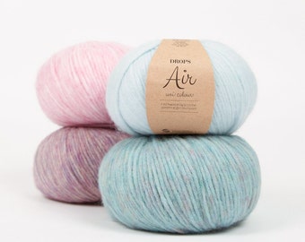 DROPS Air, laine à tricoter, mélange de laine douce baby alpaga et laine mérinos, laine aran, laine peignée, laine Drops, laine baby alpaga, laine mérinos
