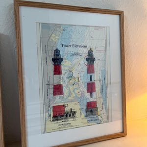 Siebdruck auf Seekarte Maritim Leuchtturm Druck Landkarte Karte Bild Bilderrahmen Meer Ostsee