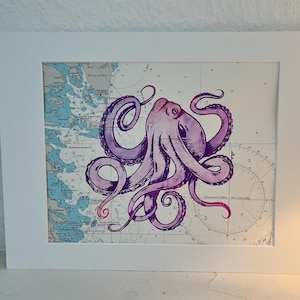 Serigrafia em carta náutica com passepartout