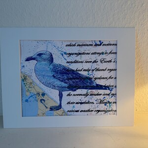 Siebdruck Aquarell auf Seekarte Landkarte Maritim Möve Nordsee Ostsee Druck Bild