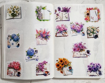 Journals, Planners and Flowers Deco Stickers