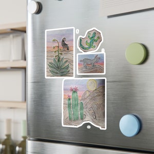 Desert Scenes Kiss-Cut Vinyl Aufkleber Handgezeichnete individuelle Bilder auf 8×11 inch Vinyl Aufkleber wetterfest für den Innen- und Außenbereich.