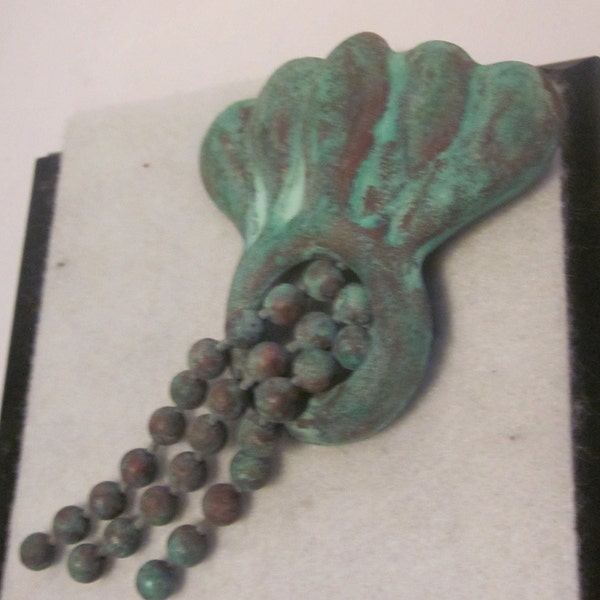 Vintage Copper Brooch (No Pin) with Verdigris Green Patina