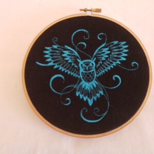 Flying Owl Embroidered Hoop Wall Decor