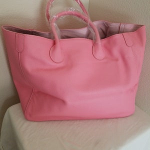 Ladies Large Pink Leather Tote Shoulder Bag - Etsy
