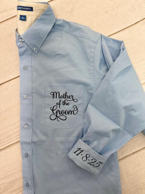 Wedding Party Shirts | Embroidered Pocket + Dated Cuffs L Get Ready Shirts | Mother of The Bride - Bridesmaids | Button Down Shirt
