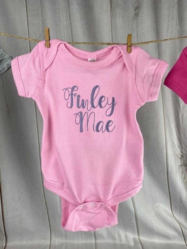 Personalized Baby Onesie l Baby Girl Clothes l Photo Shoot Outfit l Embroidered Name Onesie I Pink Onesie with Name