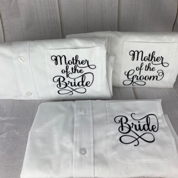 White Mother of the Bride l Mother of the Groom l Bride Get Ready Shirt l  Bridal Party Shirts l  Button Down Shirts l Makeup Shirts Gifts