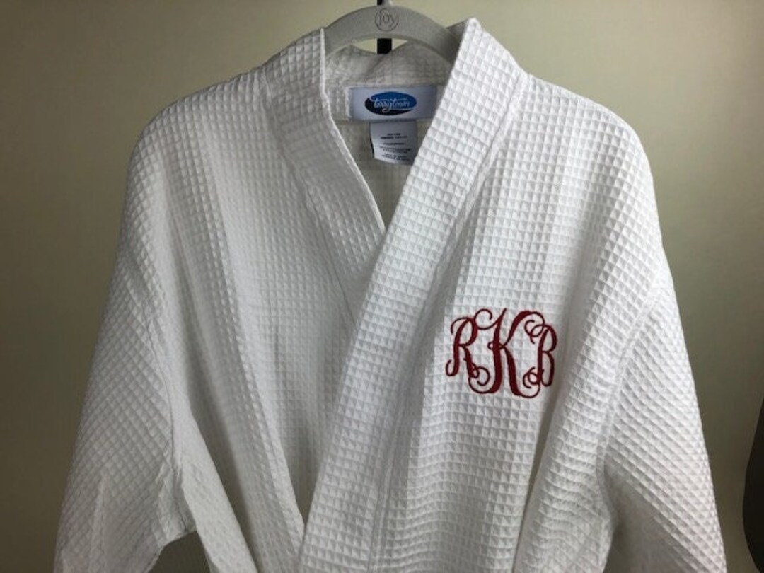 White Waffle Weave Robe Unisex Cotton Robe Wedding Party Etsy