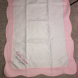 Personalized Baby Quilt L Custom Girl Baby Quilt L Embroidered Quilt L ...