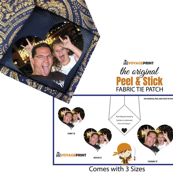 Photo Tie Patch Peel and Stick Tie Patch™ for Father of the Bride Voyageprint Custom Tie Patches For Dad, Father of the Groom first look