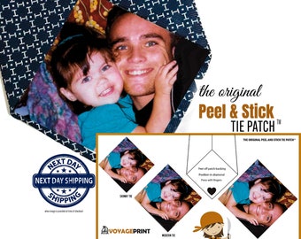 Peel and Stick Tie Patch TM Custom Photo patches for Wedding, father of the bride, father's day,  dad, Father of groom, Groomsmen