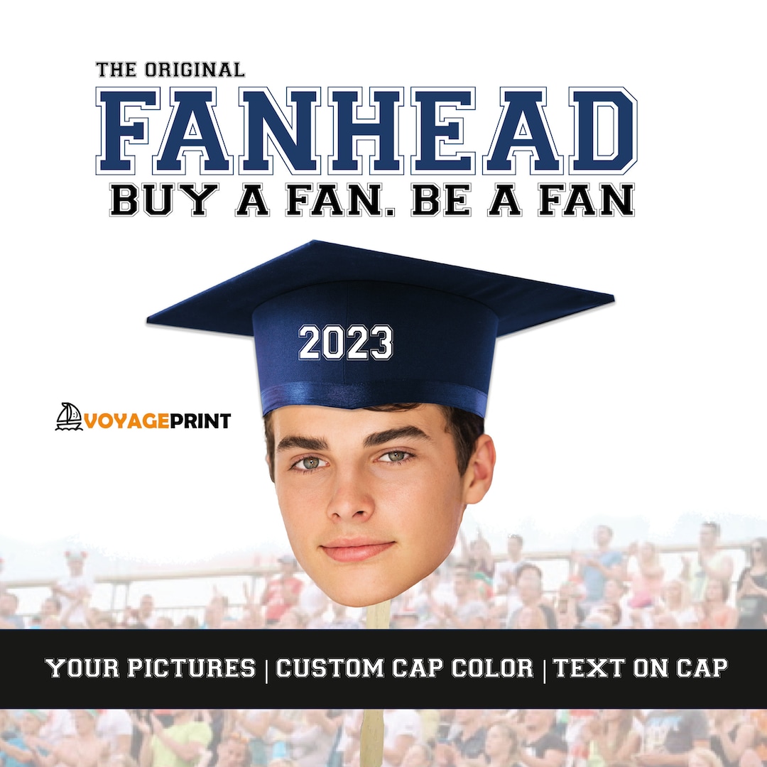 Custom Graduation 2023 High Quality Fan Heads on a Stick Fat Face