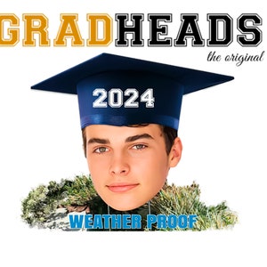 Graduation Sign the Original Grad Head TM 2024 Photo Custom Cut Out Yard Sign Lawn Free Shipping GradheadTM