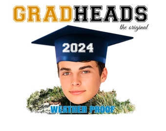 Graduation Sign the Original Grad Head TM 2024 Photo Custom Cut Out Yard Sign Lawn Free Shipping GradheadTM