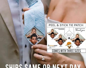 Custom Photo Tie Patch: Peel and Stick Father of the Bride Gift