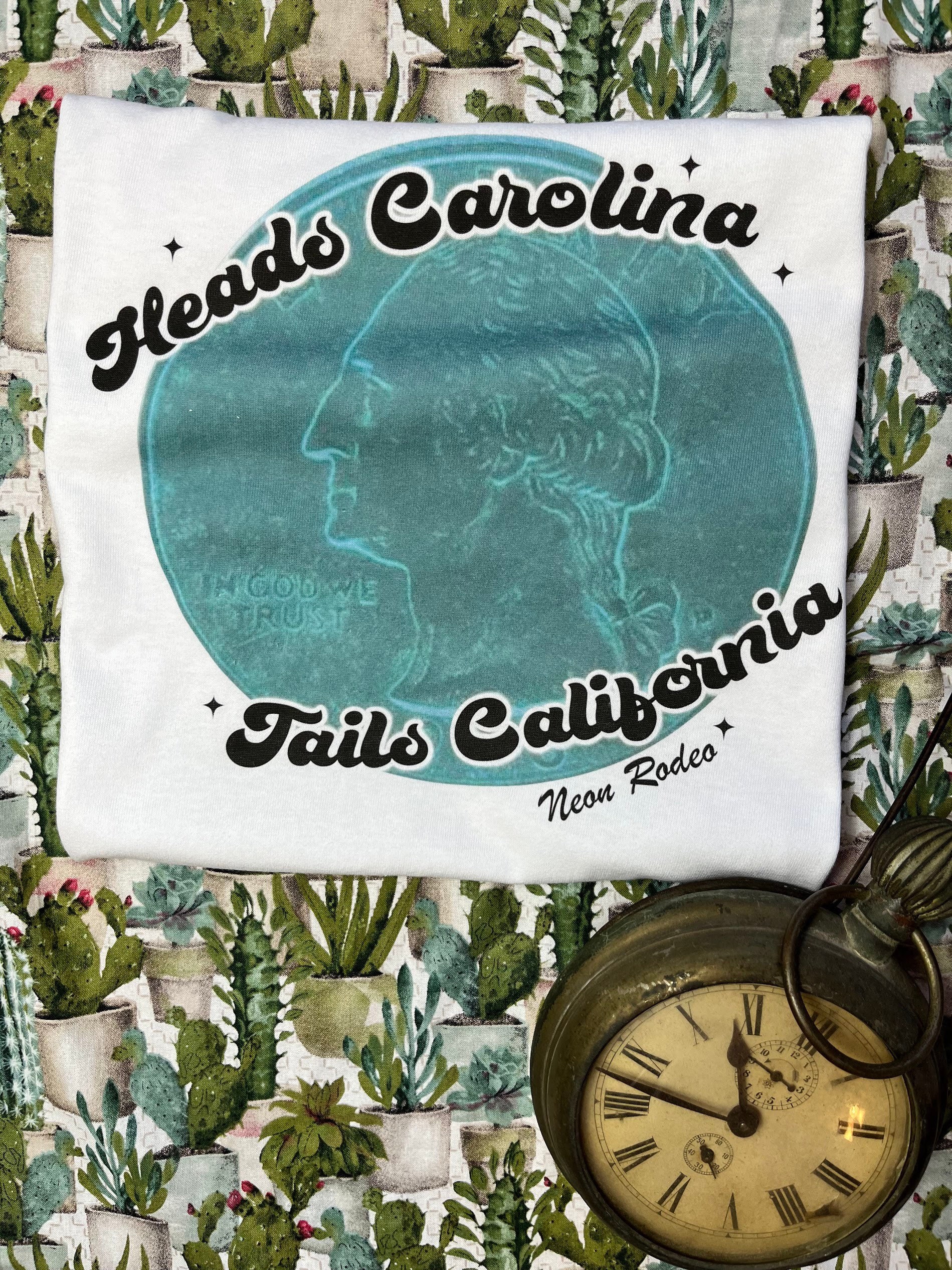 Heads Carolina Tails California Coin Quarter Flip Tee Vintage Etsy